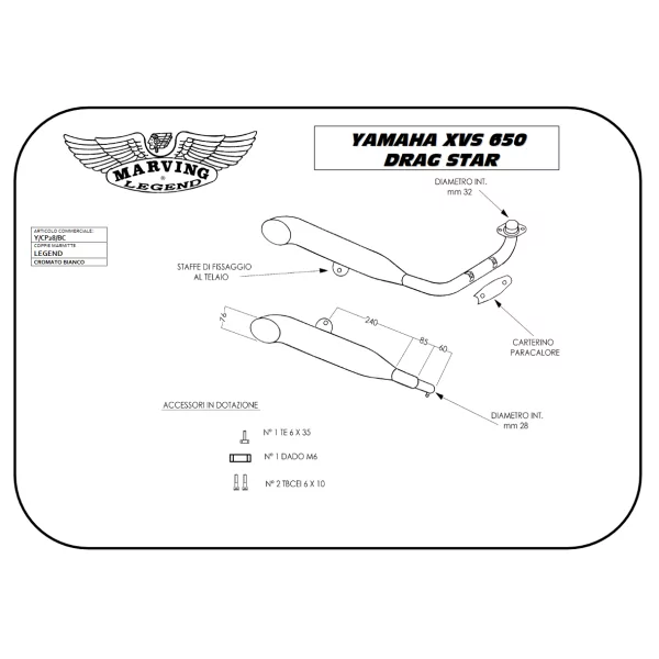 Marving Y/CP28/BC Yamaha Xvs 650 Drag Star