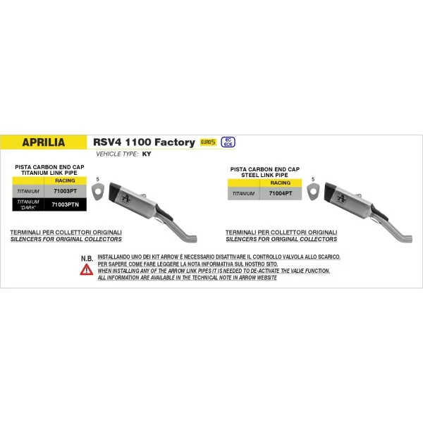 Arrow Exhaust Aprilia Tuono V4 1100 - Racing