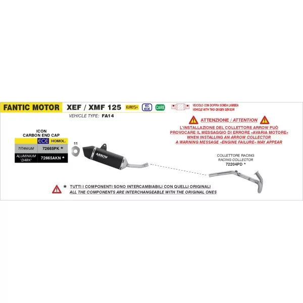 Arrow Exhaust Fantic XEF / XMF 125 - Icon