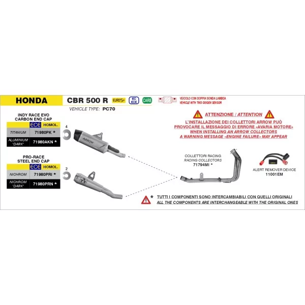Arrow Exhaust Honda CBR 500 R - Pro-Race