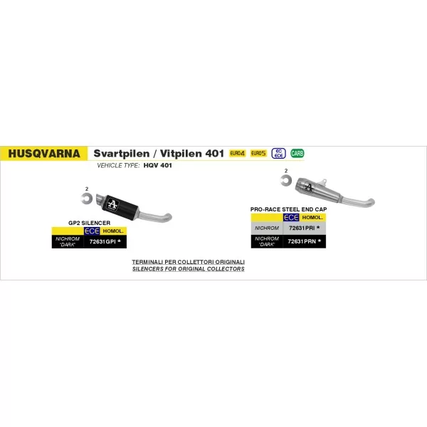 Arrow Exhaust Husqvarna Svartpilen / Vitpilen 401