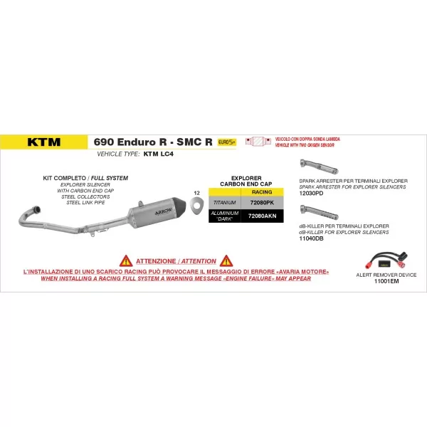 Arrow Exhaust Ktm 690 Enduro R / SMC-R - Racing