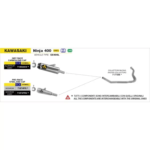 Arrow Exhaust Kawasaki Ninja 400 - Indy Race