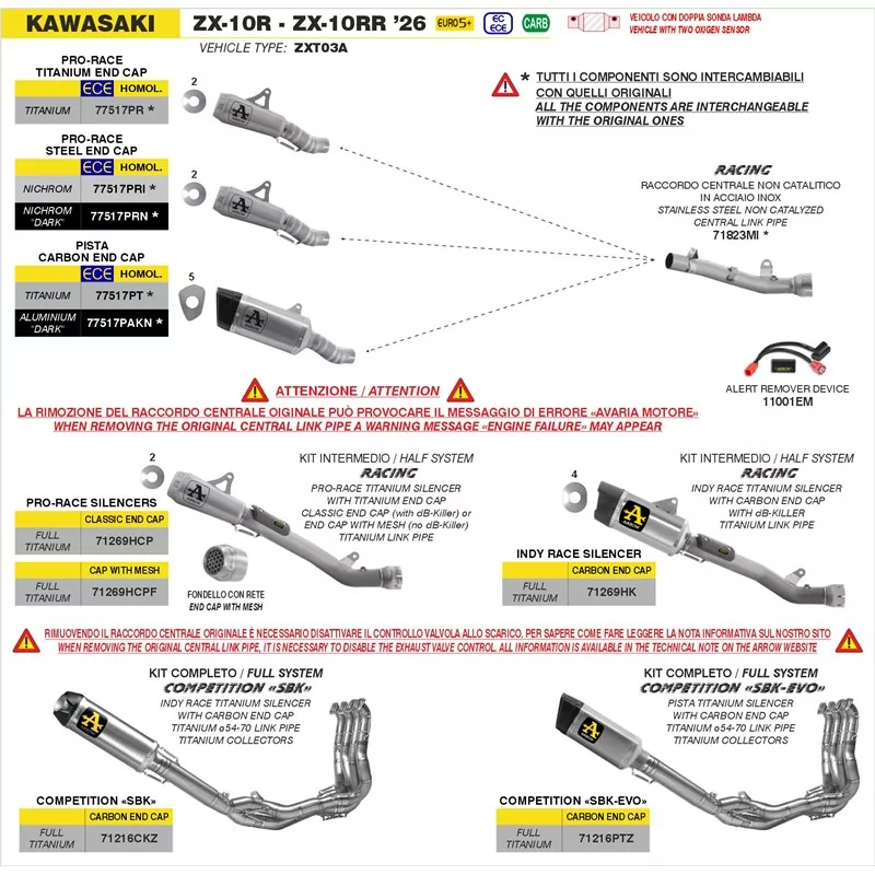 Arrow Exhaust Tramo Intermedio Kawasaki ZX-10R / ZX-10RR Arrow Exhaust Tramo Intermedio Kawasaki ZX-10R / ZX-10RR
