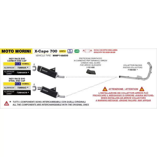 Arrow Exhaust Moto Morini X-CAPE 700