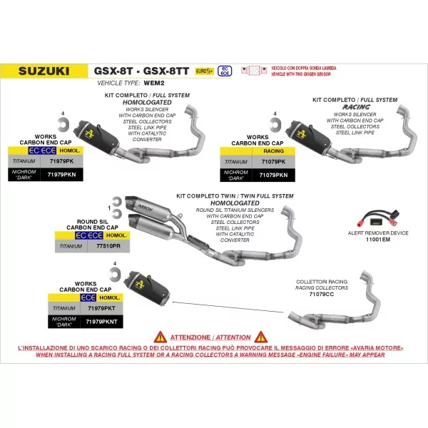 Arrow Exhaust Suzuki GSX-8T / GSX-8TT - Round-Sil