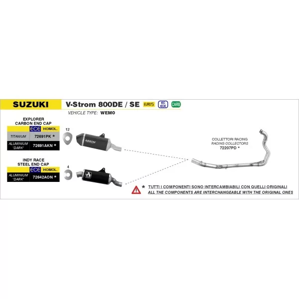 Arrow Exhaust Suzuki V-STROM 800DE / SE - Explorer