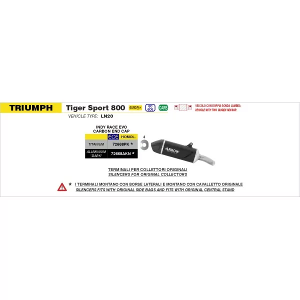 Arrow Exhaust Triumph Tiger Sport 800