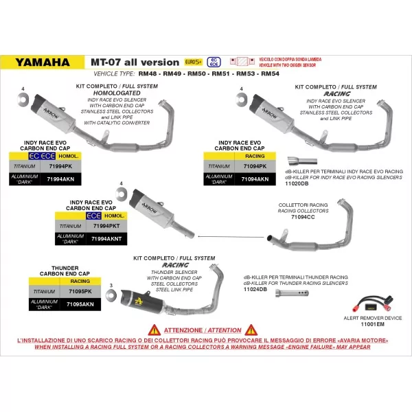 Arrow Exhaust Yamaha MT-07 - Indy Race EVO