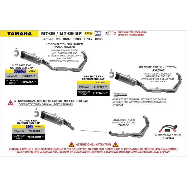 Arrow Exhaust Yamaha MT-09 / MT-09 SP (35Kw)