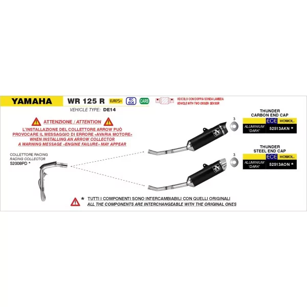 Arrow Exhaust Kit Collettori Racing Inox Yamaha WR 125 R