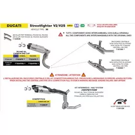 Arrow Exhaust Tube Intermédiaire Inox Ducati Streetfighter V2 / V2S