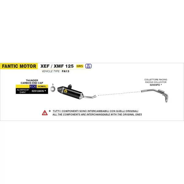 Arrow Exhaust Kit Colectores Racing Inox Fantic XEF / XMF 125