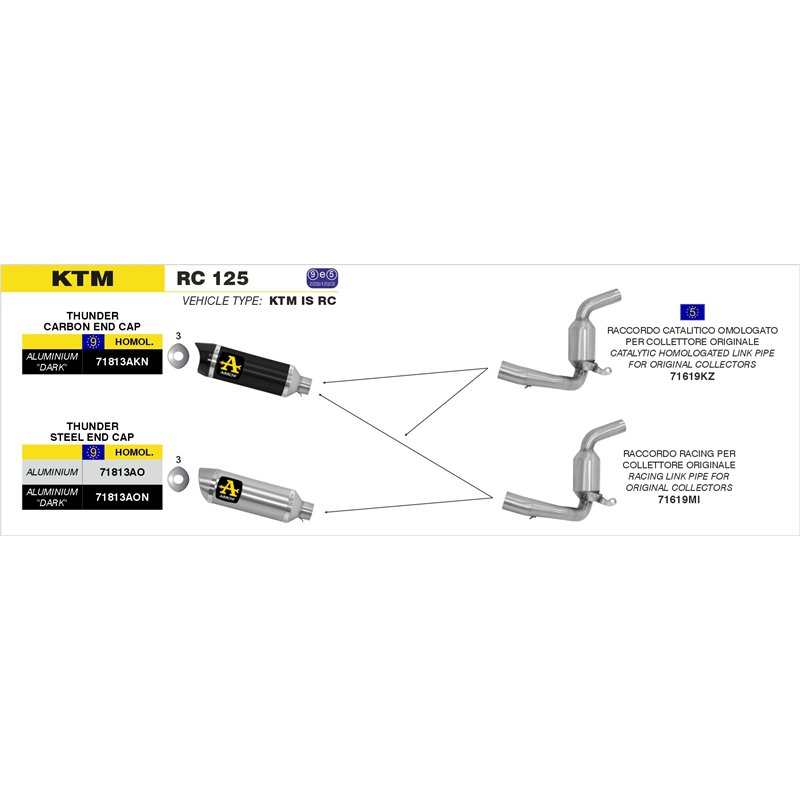 Arrow Exhaust Mid Pipe Ktm RC 125