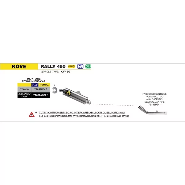 Arrow Exhaust Raccordo Inox Kove 450 Rally