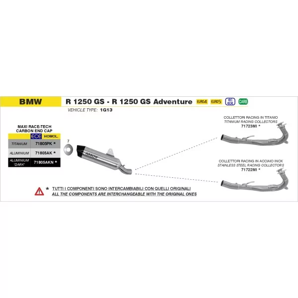 Arrow Exhaust Racing-Krümmer-Kit Edelstahl Bmw R 1250 GS / Adventure - Racing-Krümmer-Kit Edelstahl