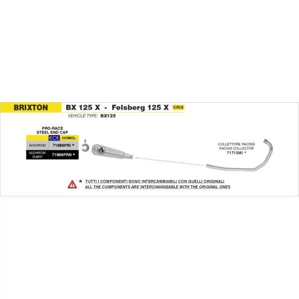 Arrow Exhaust Brixton BX 125 X / Felsberg 125 X