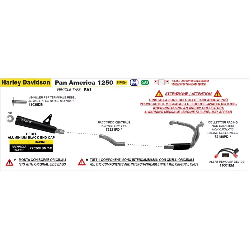 Arrow Exhaust Tube Intermédiaire HD Pan America 1250 - Tube Intermédiaire Arrow Exhaust Tube Intermédiaire HD Pan America 1250 - Tube Intermédiaire