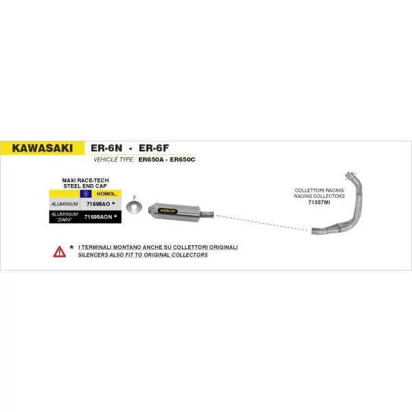 Arrow Exhaust Kawasaki ER-6N - ER-6F