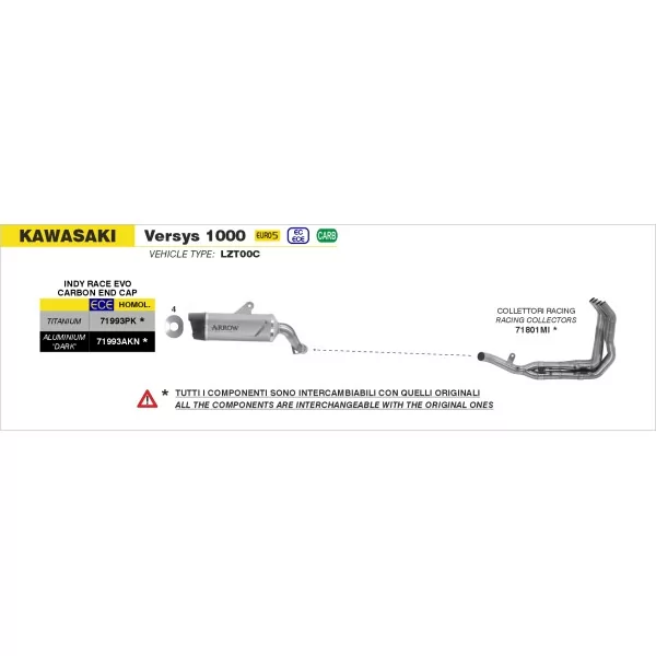 Arrow Exhaust Kawasaki Versys 1000