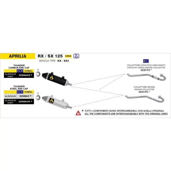 Arrow Exhaust Racing Collectors Kit Inox Aprilia RX / SX 125