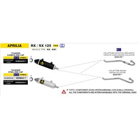 Arrow Exhaust Kit Colectores Catalítico Homologado Inox Aprilia RX / SX 125