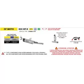 Arrow Exhaust Tube Intermédiaire CF Moto 800 MT-X