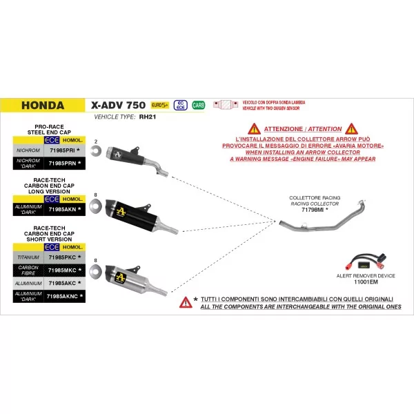 Arrow Exhaust Racing-Krümmer-Kit Edelstahl Honda X-ADV 750
