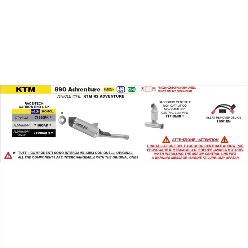 Arrow Exhaust Mid Pipe Ktm 890 Adventure / R