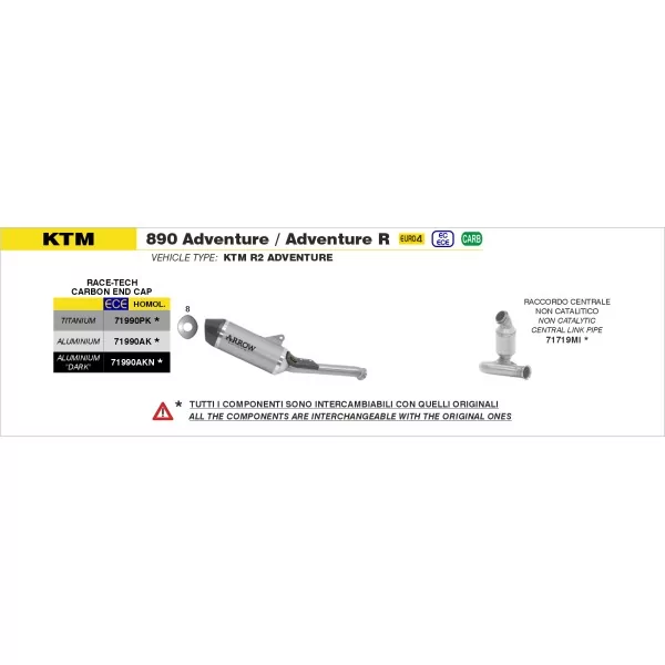 Arrow Exhaust Ktm 890 Adventure / R