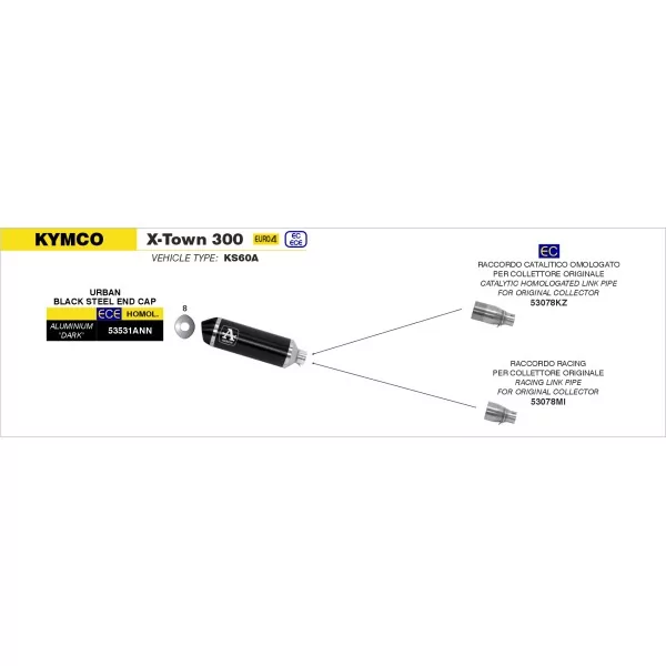 Arrow Exhaust Kymco X-TOWN 300