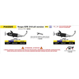 Arrow Exhaust Piaggio Vespa GTS 310 All Version