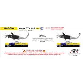 Arrow Exhaust Piaggio Vespa GTV 310