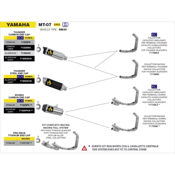 Arrow Exhaust Yamaha MT-07 - Thunder