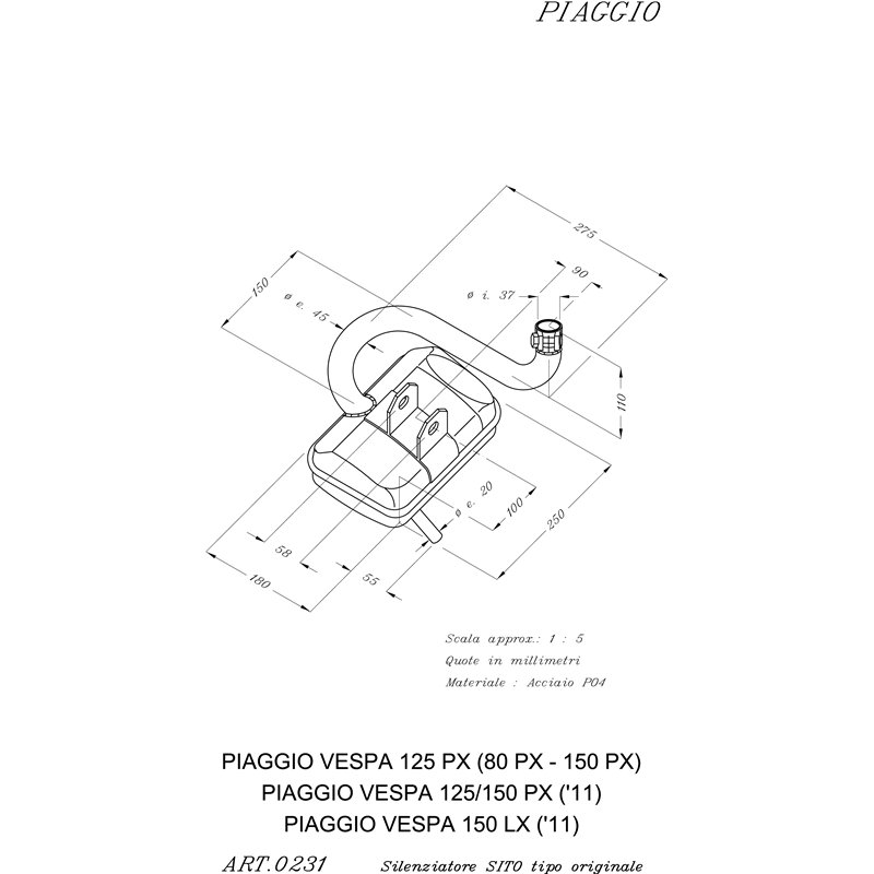 Leovince Vespa 125 PX SITO Leovince Vespa 125 PX SITO