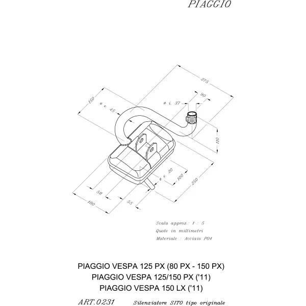 Leovince Piaggio Vespa 150 PX SITO