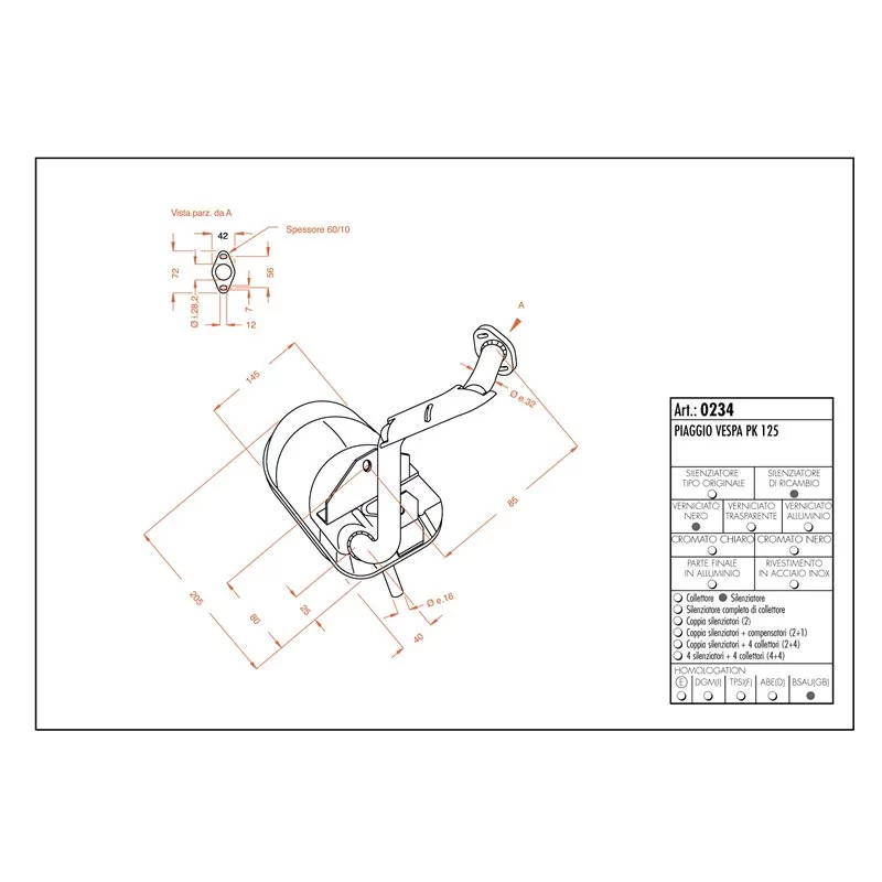 Leovince Vespa PK 125 SITO Leovince Vespa PK 125 SITO