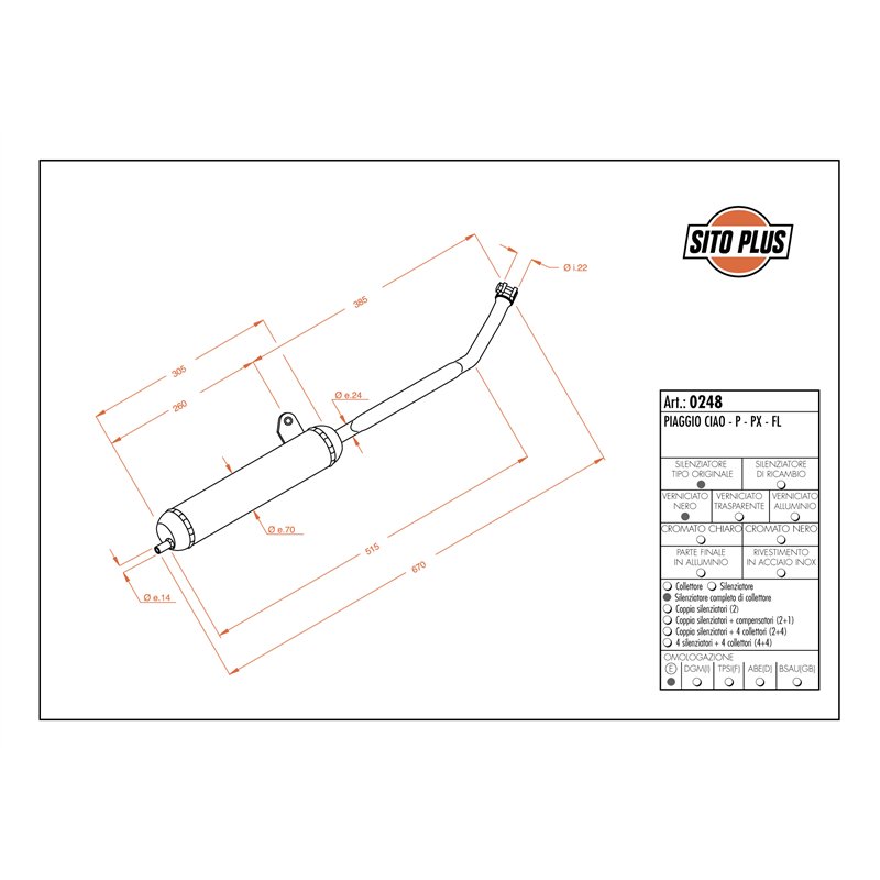 Leovince Piaggio CIAO/P/PX/CIAO FL 50 SITOPLUS Leovince Piaggio CIAO/P/PX/CIAO FL 50 SITOPLUS