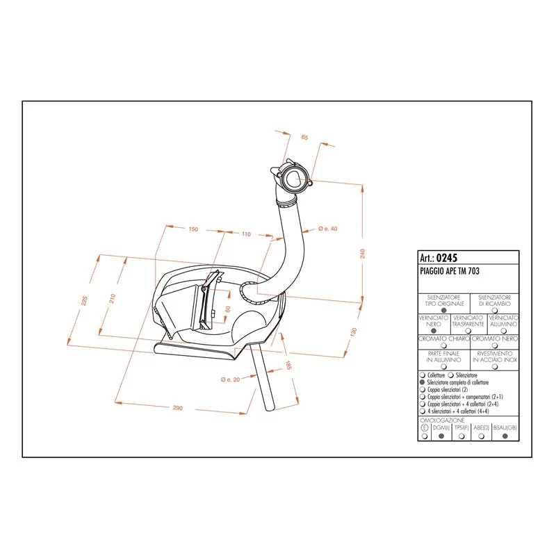 Leovince Piaggio APE TM 703 SITO Leovince Piaggio APE TM 703 SITO