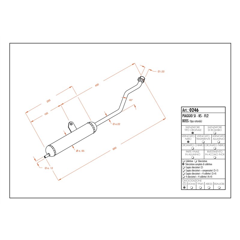 Leovince Piaggio SI/KS/FL2/BOSS round shape SITO Leovince Piaggio SI/KS/FL2/BOSS round shape SITO