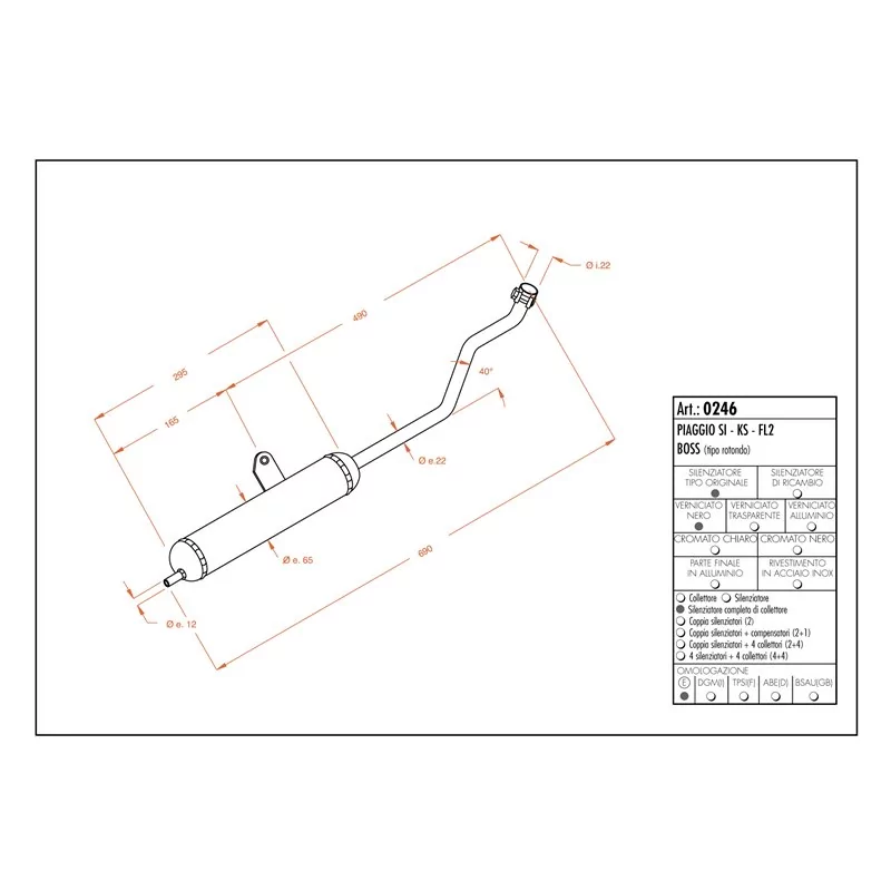 Leovince Piaggio SI/KS/FL2/BOSS round shape SITO