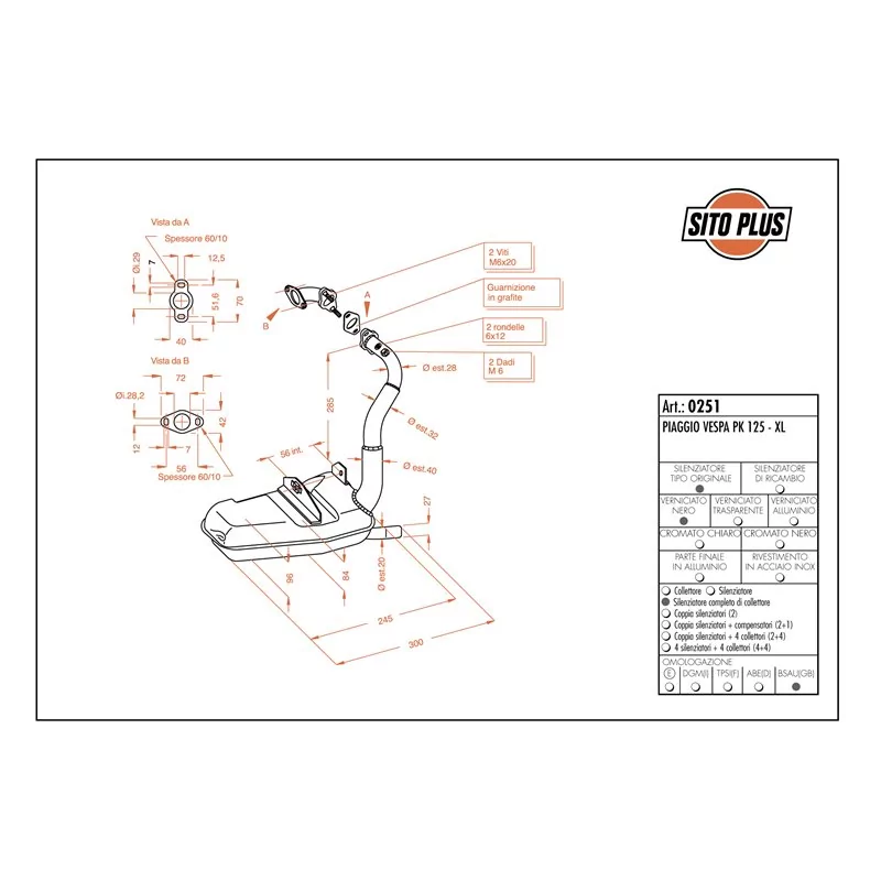 Leovince Vespa PK 125/125 XL SITOPLUS Leovince Vespa PK 125/125 XL SITOPLUS