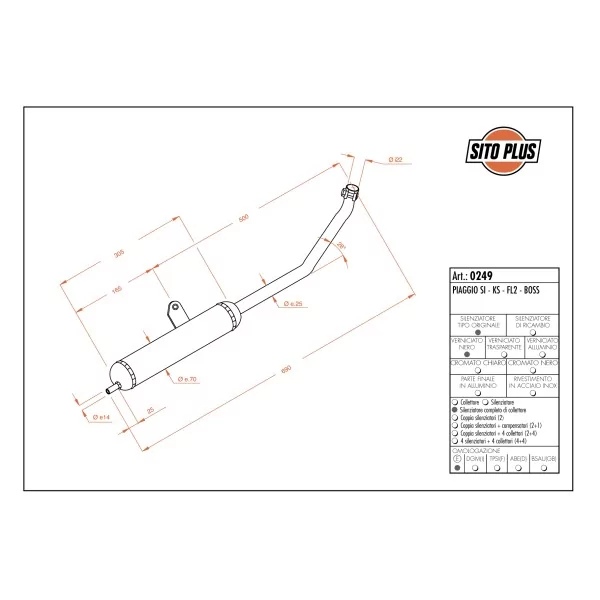 Leovince Piaggio SI/KS/FL2/BOSS SITOPLUS