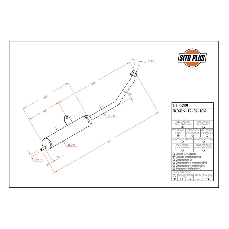Leovince Piaggio SI/KS/FL2/BOSS SITOPLUS Leovince Piaggio SI/KS/FL2/BOSS SITOPLUS