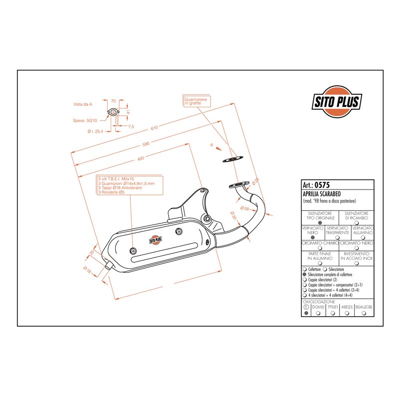 Leovince Aprilia SCARABEO 50 Back disc-brake system SITOPLUS