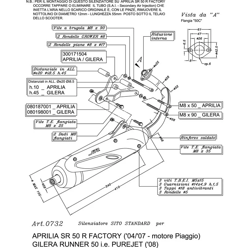 Leovince Aprilia SR 50 R FACTORY Piaggio engine SITO