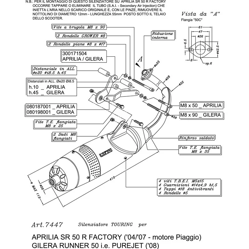Leovince Aprilia SR 50 R FACTORY Piaggio engine TOURING