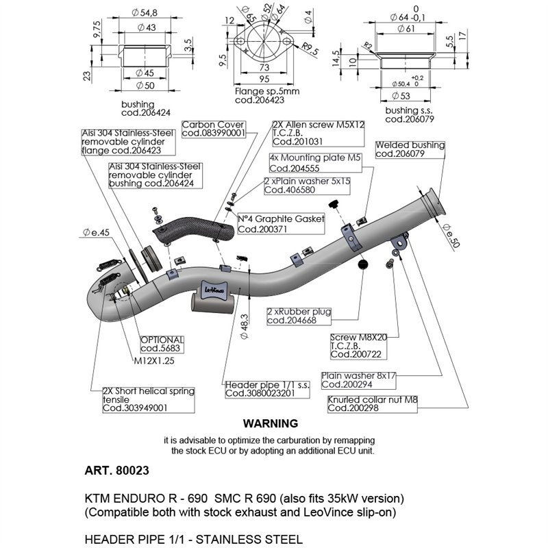 Leovince Kit Collecteurs Racing Gas Gas SM 700 Leovince Kit Collecteurs Racing Gas Gas SM 700