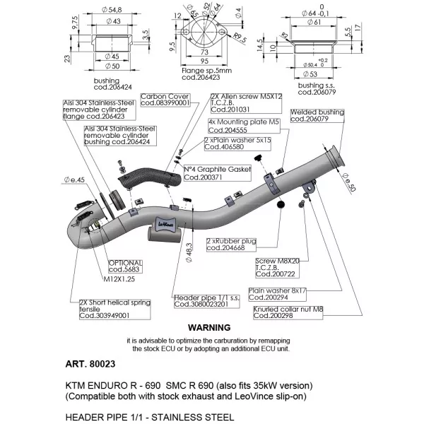 Leovince Racing Header Kit Ktm 690 ENDURO R