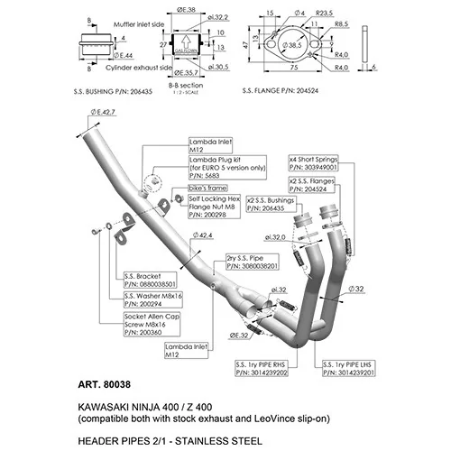 Leovince Kit Collecteurs Racing Kawasaki NINJA 400